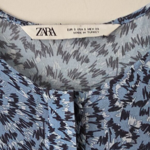 ZARA | Blue Printed Midi Dress Bloggers 4479/240  blue Sz SMALL - Picture 5 of 7